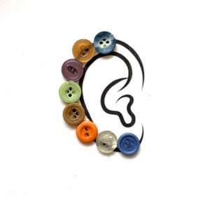 Sewing button earrings: colorful vintage buttons recycled into post stud earrings, 1/2" 12mm