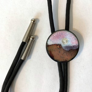 Mars Sunset Bolo Tie, wedding necklace, Copper Enamel String Tie Man bolo, woman bolo, Space Cowboy jewelry image 1