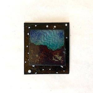 Tiny Wall Art, Glass Enamel Small Art for Intimate Spaces, Northern Lights, Aurora Borealis, Miniature Painting