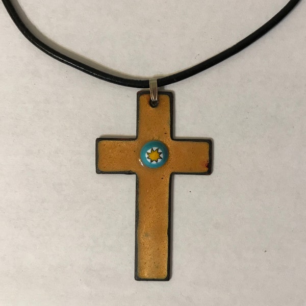 Enamel Cross Pendant Etsy