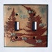 Copper Enamel Switchplate with Fish and Sea Plants / Double Toggle Lightswitch Cover