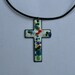 Enameled Cross Necklace / Mosaic Look Crucifix Necklace / Christian Jewelry / Christian Jewellery
