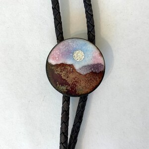 Mars Sunset Bolo Tie, wedding necklace, Copper Enamel String Tie Man bolo, woman bolo, Space Cowboy jewelry image 3