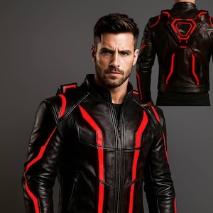 Tron Ares Inspired Leather Jacket: Red LED Sci-Fi Costume