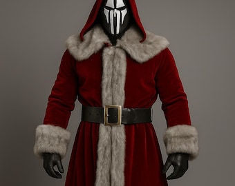 Handmade Red Velvet Santa Coat 4, Tim Allen Inspired Christmas Fur Trim Outfit