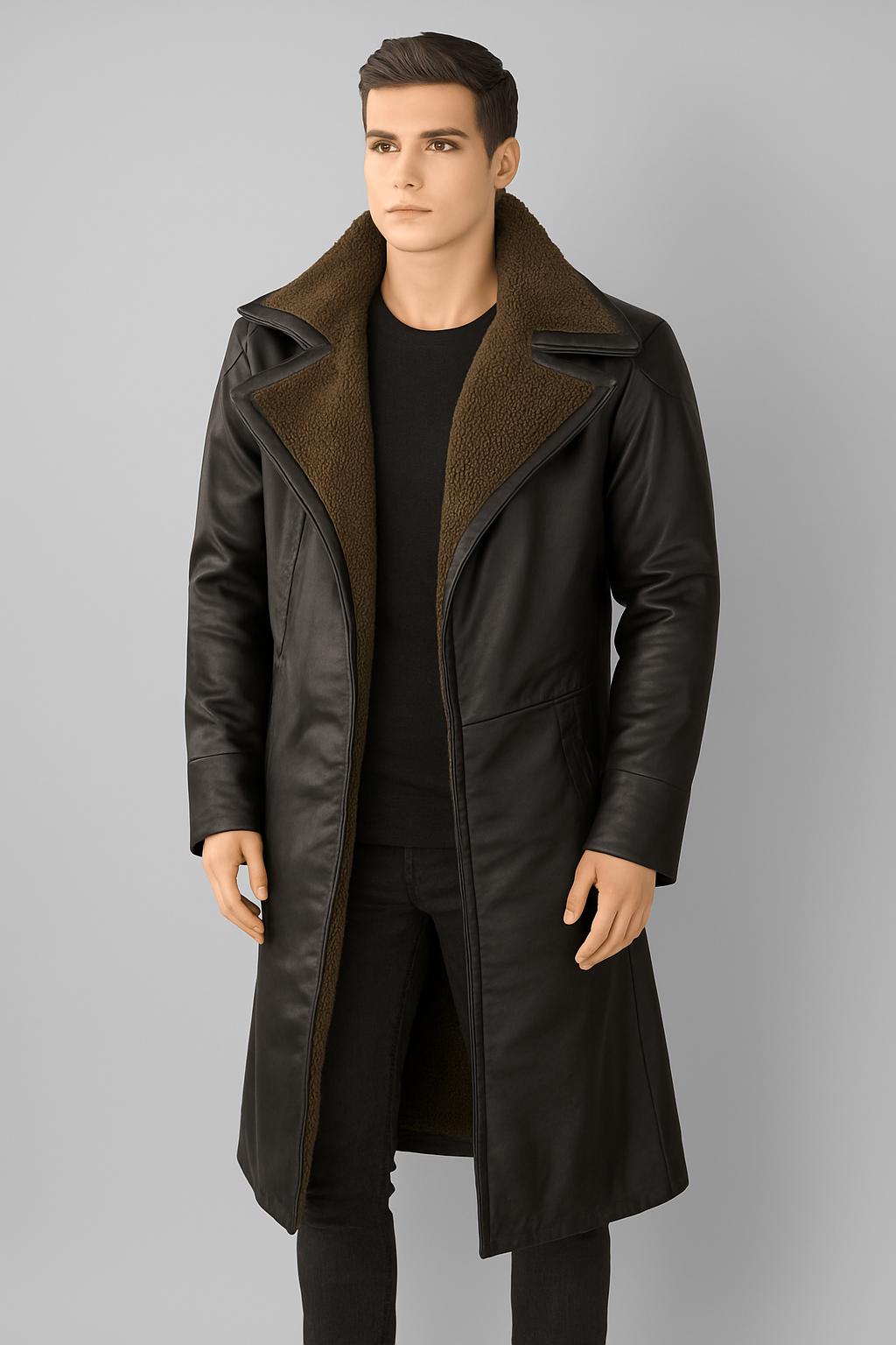 Guy Laroche ギラロッシュ レザーダブルトレンチコート レザーコート