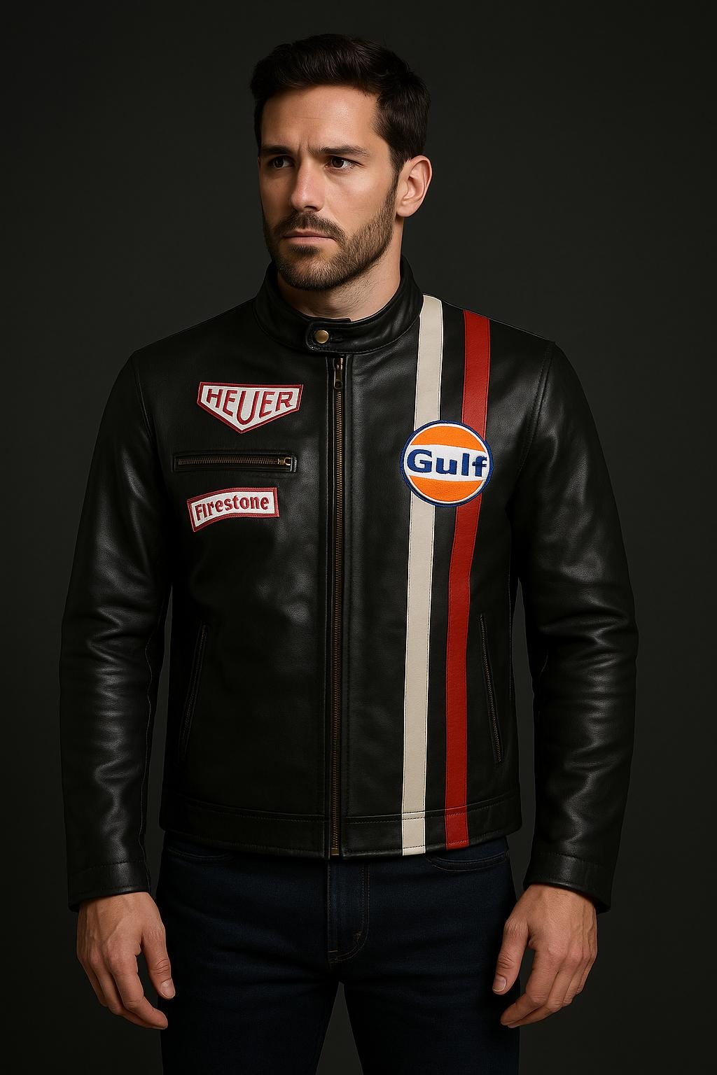 Handmade Customized Men's Vintage Racing Leather Jacket – Gulf