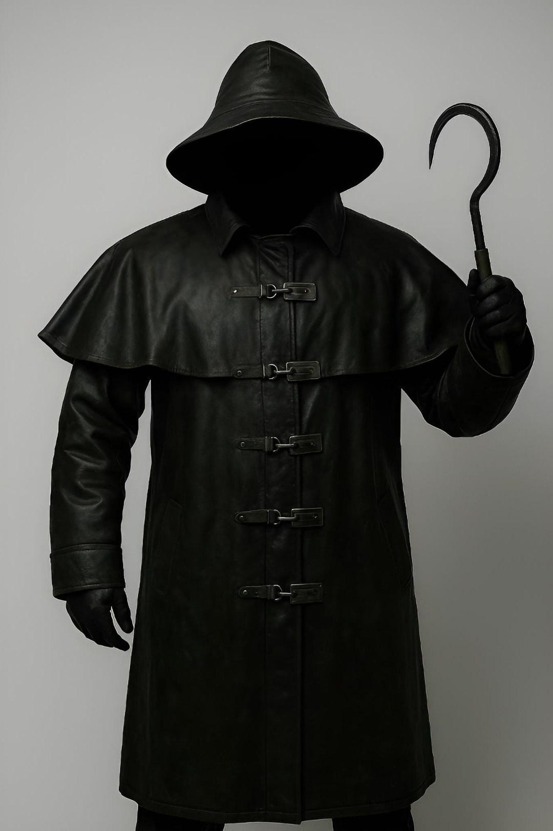 Fisherman Leather Trench Coat With Hat: Handmade Horror Movie