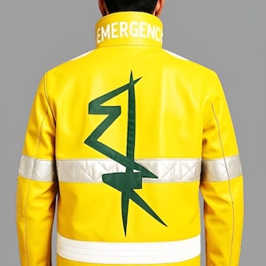 Handmade Customized Cyberpunk 2077 Yellow Samurai Emergency Jacket – Futuristic Reflective Streetwear
