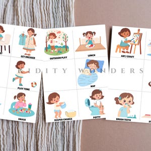 Routinekarten für Kleinkinder zum Ausdrucken|Visuelle Tagesplanung für Kinder|Mädchen Version|Personalisierte Blankokarten|Einfache Anleitung|Digitaler Download PDF
