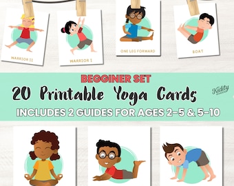 Kids Yoga Cards Printable PDF|Begginer Yoga Poses for Children,Calm Routine,Mindfulness Activity for Preschool & toddlers|Bonus Mini Guide