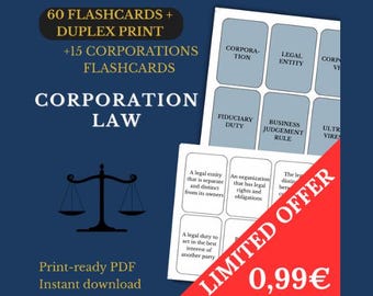 Corporate Law Flashcards: Legal English Vocabulary (Printable PDF)