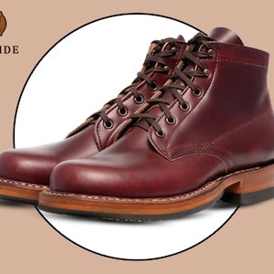 Handcrafted Men’s Leather Work Boots Rugged Vintage Style Goodyear Welt  Durable Comfortable Heritage Boots Gift for Him
