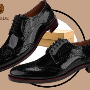Men’s Handmade Leather Brogues Patina Oxford Dress Wingtip Formal Shoes Classic Luxury Lace-Up Shoes for Men Luxury Footwear