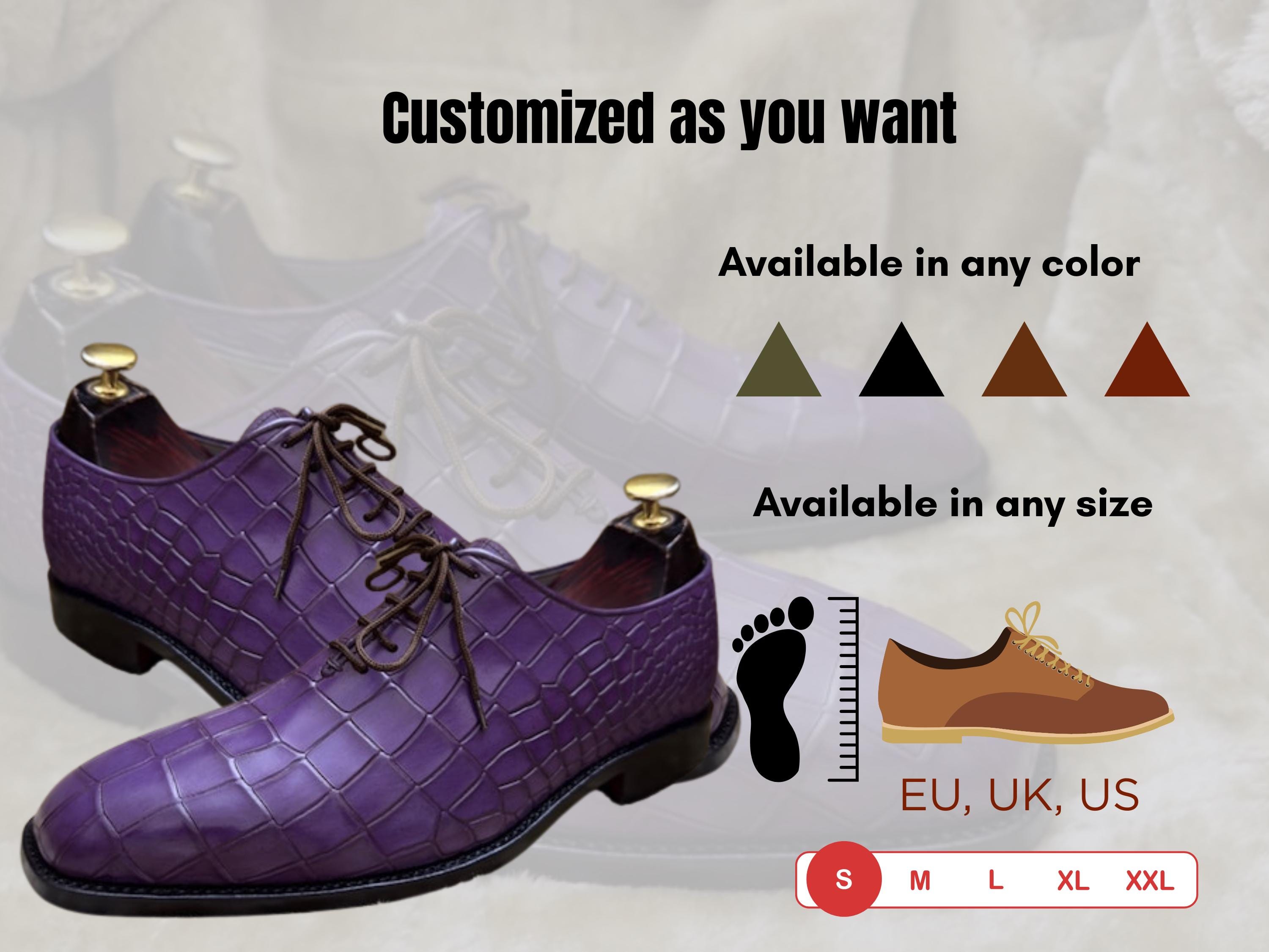 Purple Men\'s Crocodile Embossed Lace-Up Formal Business Dress Oxford Shoes Marco Di Milano Apricena Purple Caiman Crocodile Dress Shoes  main image 2