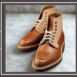 Handmade Full Grain Leather Moc Toe Boots: Goodyear Welt Ankle Boots