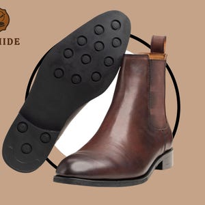 Handmade Men’s Chelsea Leather Boots Full Grain Leather & Suede Vintage Sole Stylish Dress Shoes Classic Casual Footwear
