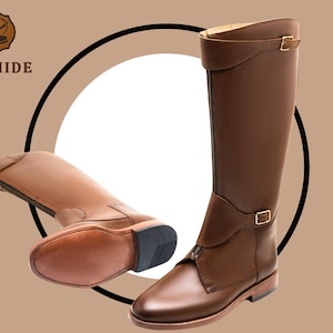 Handgefertigte Leder Reitstiefel: Hohe Reiter-Polo-Stiefel