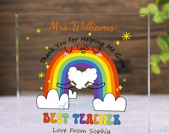 Personalisiertes Lehrergeschenk mit Namen, danke Geschenk für Lehrer, Lehrer Acryltafel Benutzerdefinierter Acrylblock mit Namen, Geschenk für Lehrer