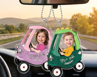 Personalized Photo Car Visor Clip, Drive Safe Daddy Father’s Day Gift, Custom Photo Car Visor Clip for Husband,Drive Safe Papa from Grandkid