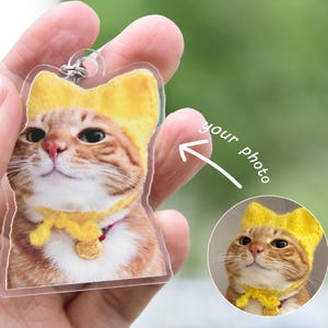 Personalized Pet Photo Keychain,Custom Cat Keychain,Cat Memorial Gift, Holiday Gift for Pet Lovers, Dog Keychain,Custom Acrylic Charm