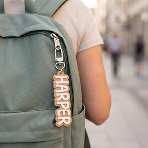 Personalized Name Keychain, Custom Backpack Tag for Kids, Acrylic Bag Charm, School Lunchbox Tag, Back to School Gift