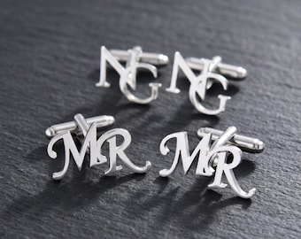 Minimalist Initial Cufflinks for Men, Personalized Monogram Cufflinks, Custom Wedding Shirt Cufflinks, Elegant Gift for Him