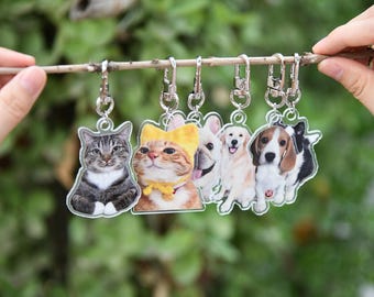 Custom Cat Keychain,Acrylic Pet Keychain, Personalized Dog Photo Keychain,Pet Portrait Keychain,  Holiday Gift for Pet Lovers, Memorial Gift