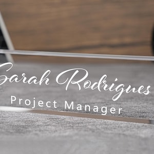 Teacher Acrylic Desk Name Plate, Teacher Appreciation Gift,Personalised Name Sign Plaque for Office Decor,Clear Acrylic Block,Office Decor