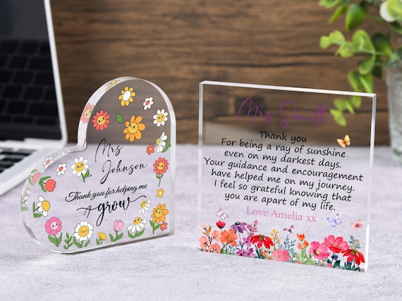 Personalized Acrylic Teacher Plaque, Back to School Gift, Teacher Appreciation Gift