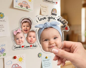 Gepersonaliseerde fotomagneet voor papa, aangepaste koelkastmagneet, vaderdagcadeau van kinderen