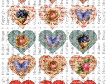 Conversation Hearts Images Medium  Vintage Valentine's Day Valentine tags Digital Collage sheet PrintableMy Artistic Adventures