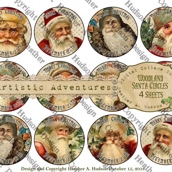 Victorian Old World Primitive Christmas Woodland Santa St Nick Cupcake Printable Dollar Download Digital Collage  My Artistic Adventures