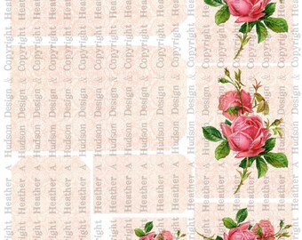 Victorian Vintage Valentine's Love Pink Rose Shabby Chic Tag focal Digital Collage sheet Printable