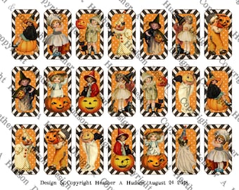 3 Collage sheets Vintage Halloween Children Witch Pumpkin Ticket Orange Digital  Printable shabby chic DIY My Artistic Adventures