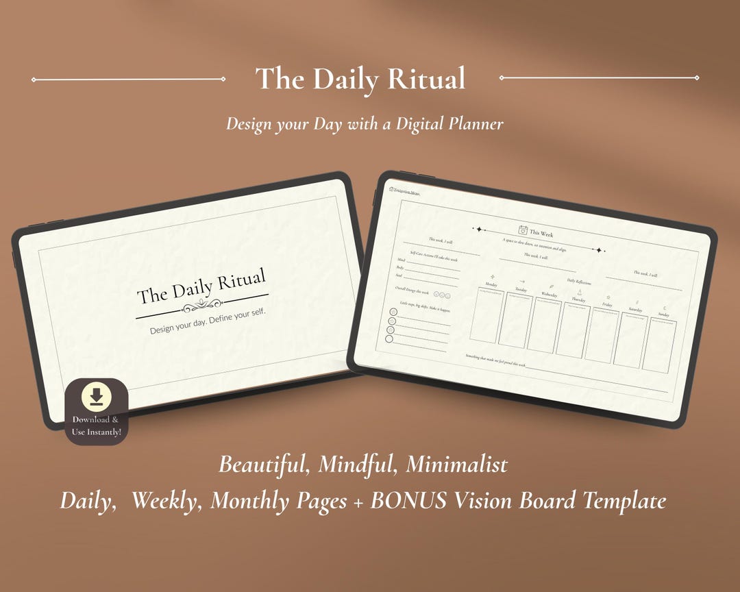 Digital Planner Minimalist Aesthetic Daily, Weekly and Monthly, Focus ...