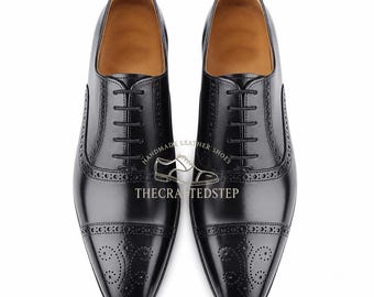 Handmade Black Patent Leather Oxford Shoes Luxury Formal Dress Shoes For Men