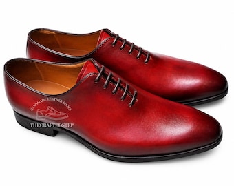 Pure Handmade Reddish Leather Stylish Lace Up Formal Men's Shoes