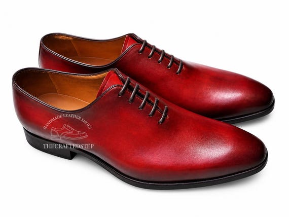 Pure Handmade Reddish Leather Stylish Lace Up Formal Men's Shoes
