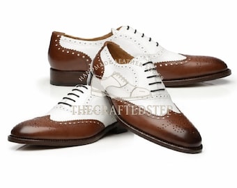 Two Tone New Handmade Men Spectator Wing Tip Brogue Formal Dress  Shoes