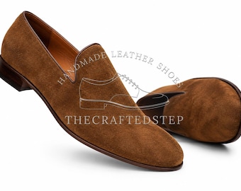 Italian Handmade Suede Leather Loafer| Real Designer Casual Shoes for Elegant Men