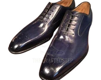 Burnished Brogue Toe Purple Tone Premium Leather Formal Men Oxford Shoes | Customized Shoes Leather Lovers | Formal Men's Dress Shoes