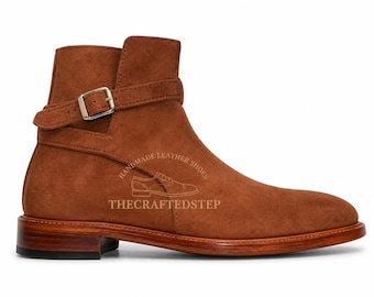 Handmade Suede Brown Jodhpurs Shoes | Original Leather Causal Wear Boot