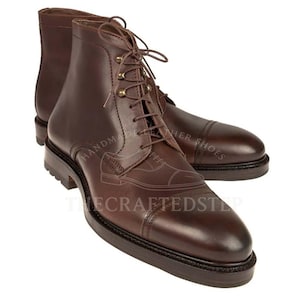 Handmade Men’s Cap Toe Leather Shoes | Genuine Cowhide Formal Dress Shoes | Custom Wedding Footwear | Classic Vintage Lace Up Shoes