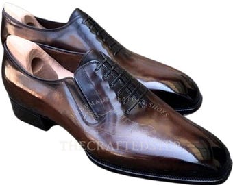 Handcrafted Men's Bespoke Whole Cut Oxford Brown Lace up Dress Shoes | Fashion Wear Shoes | Prefect For Leather Lovers