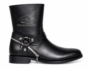Handmade Genuine Leather Full Grain Cowhide Durable Stylish Artisan Craftsmanship High Ankle Zipper Boots