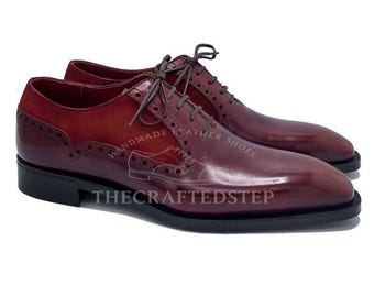 Beautiful Burgundy Lace Up Leather Suede Shoes For Men | Genuine Cowhide Formal Dress Shoes | Custom Wedding Footwear | Gift for Him