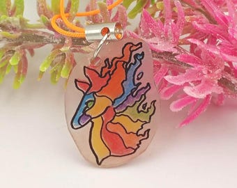 Fire Horse Shrink Plastic Phone Charm, Year of the Horse, Colourful Handmade Rainbow Gift