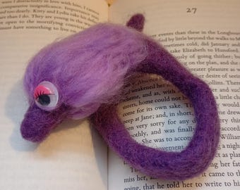Handmade Bookwyrm, Poseable Needle Felted Dragon Bookmark, Fantasy Gift for Book Lovers
