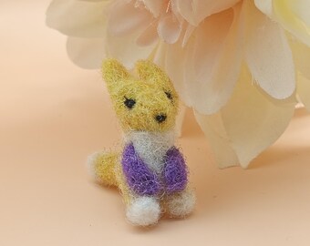Renamon Felted Figure | Digimon Tamers Mini Sculpt | Anime Fox Desk Buddy Fan Gift